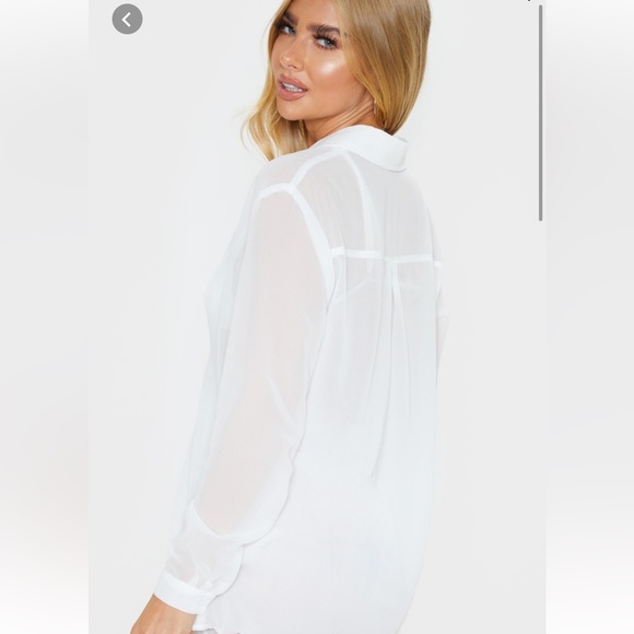 PRETTY LITTLE THING white mesh beach shirt - Picture 2 of 5